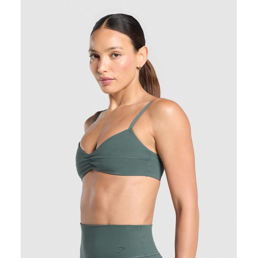 Gymshark Спортивный бюстгальтер Elevate Ruched Slate Teal B3b3e Tbnh