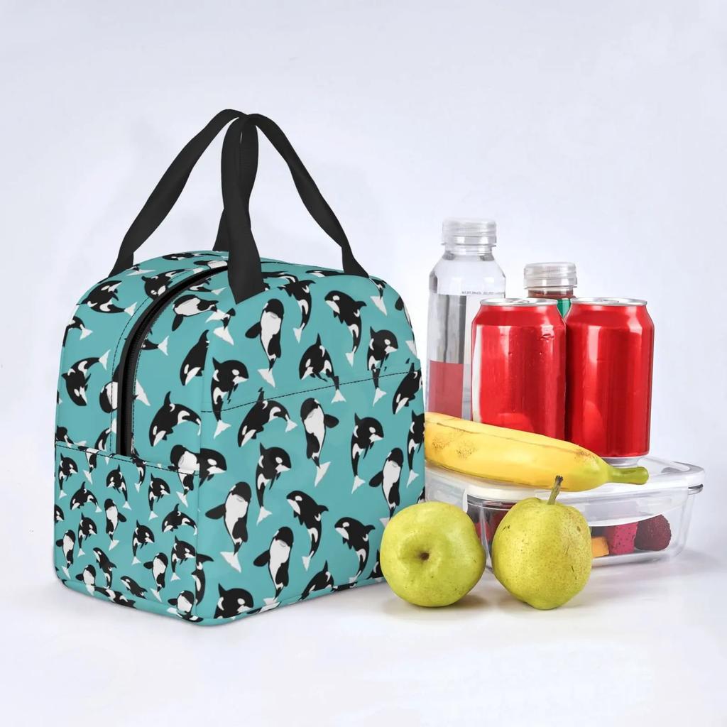 Сумка для ланча с термоизоляцией Косатка Милый мультяшный принт животного Термо-сумка-тоут для бенто для детей и взрослых Ланч-бокс для школы, офиса