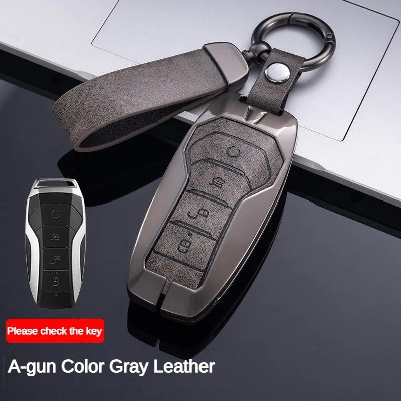 Чехол для ключа для BYD Song Plus Atto 3 Han EV Tang DM Qin Seal Dolphin Leather Metal Remote Fob Holder Keychain Car Accessories