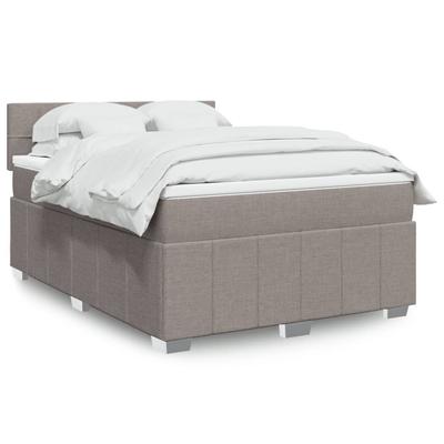Vidaxl Континентальная кровать с матрасом, цвет тауп, ткань, 140x190 см