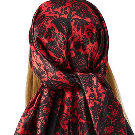 Women Neck Scarf Vintage Ethnic Style Contrast Color Square Shape Breathable Head Protection Soft Fabric Silky Women Head Wrap Female Headwear
