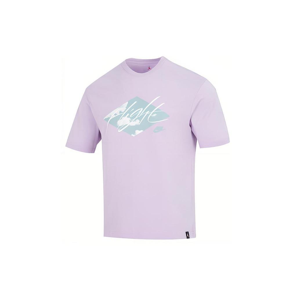 Jordan Essentials Alphanumeric Logo Geometric Print Crew Neck Short Sleeve T-Shirt Men Tops Light-Purple DO8897-530
