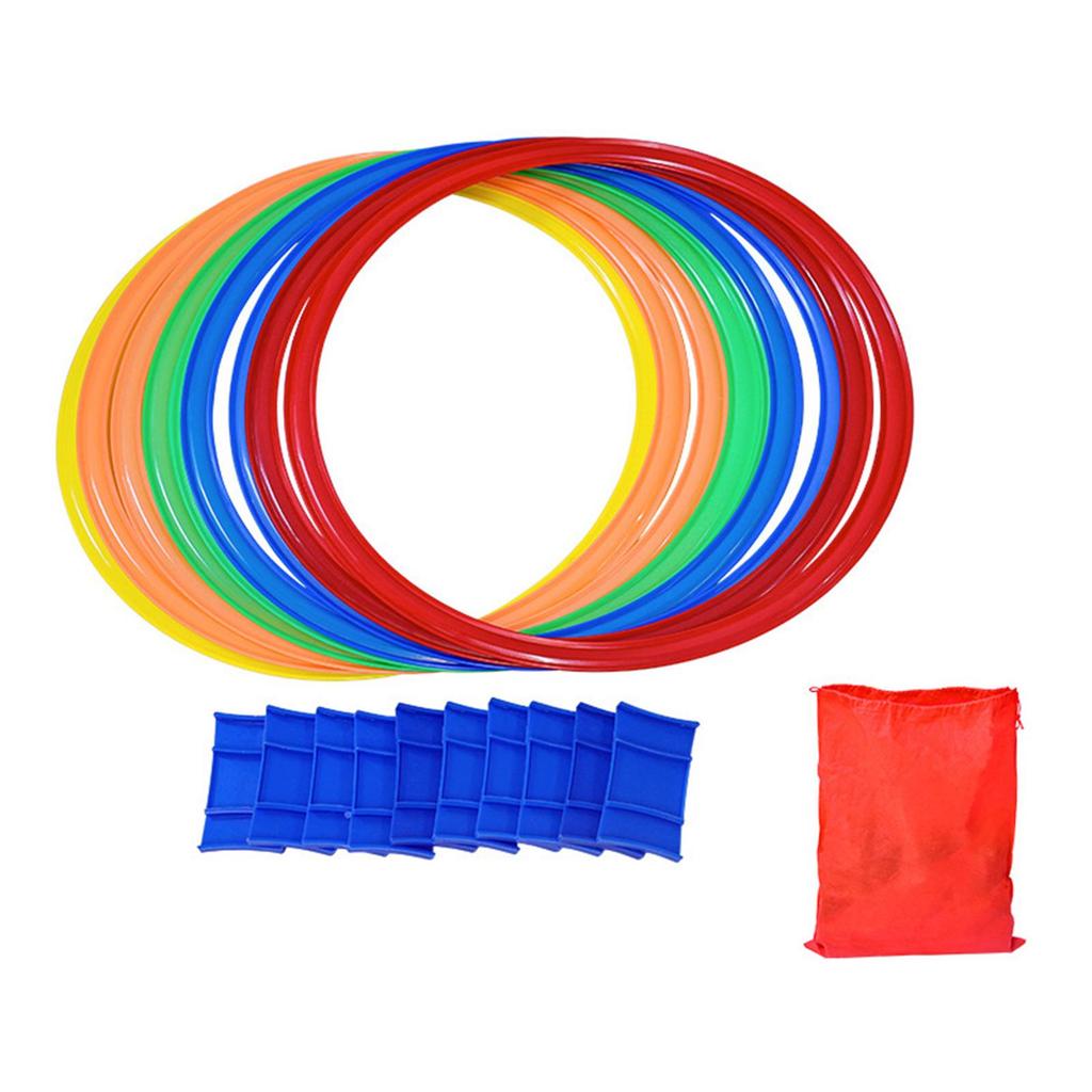10 Count Hopscotch Rings for Kids Play Sets Featuring Jumping Games and Bean Bag Toss Options
