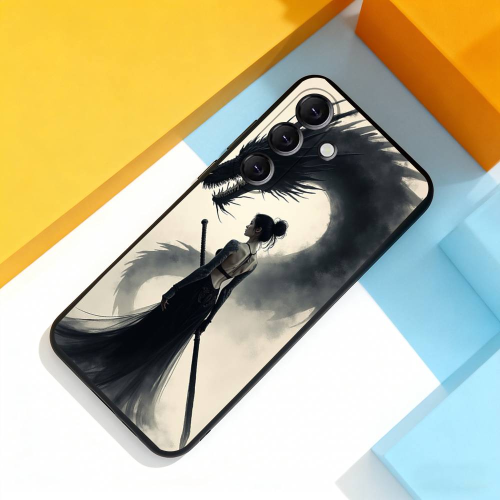 Samurai Warrior Geisha Cool Phone Case For Samsung Galaxy A 73,72,51,53,52,71,22,5G,Note,J7,8,9 Soft Precise Hole Black Cover