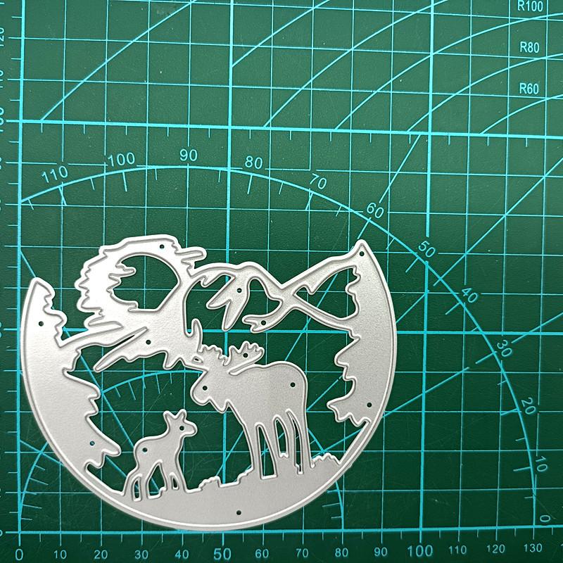 Олень отец и сын полукруг художественный узор металлические трафареты ремесло тиснение штампы для скрапбукинга для изготовления карт декор