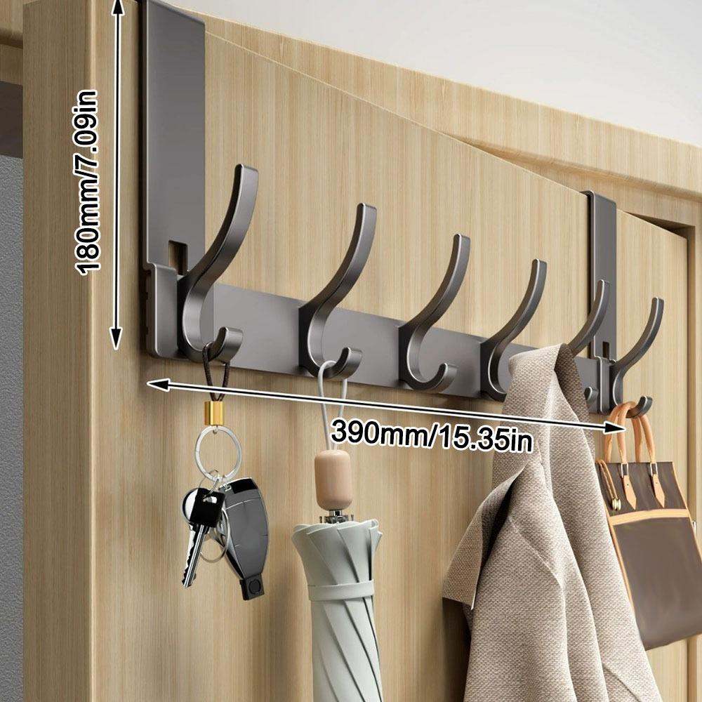 Настенная полка для хранения за дверью без пробивания отверстий, держатель для хранения, вешалка для одежды, креативность, 6/7/8 дверных крючков