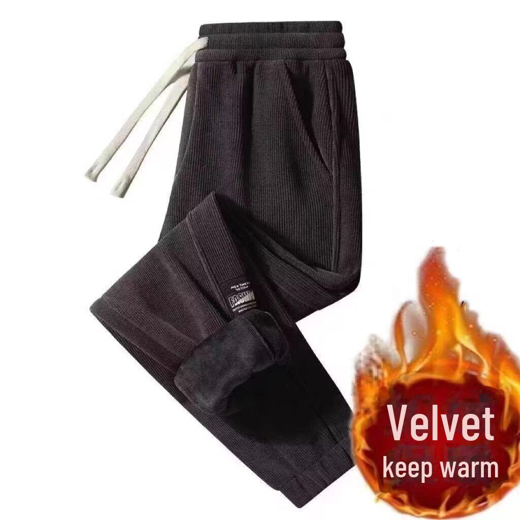 Corduroy-Velvet Men's Loose Drawstring Work Wear Pants 2024 - Casual, All-Match Sweatpants Trousers