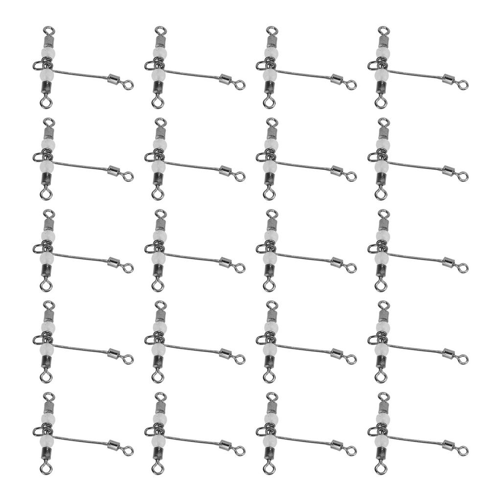 20 шт. Т-образный светящийся рыболовный вертлюг с 3-сторонним соединителем, вертлюг с крестообразной леской и бусинами 6x7 #
