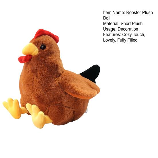 Cute Lovely Ornament Adorable Stuffed Animal Cartoon Chicken Doll Kids Toy Farmhouse Decor Easter Cock