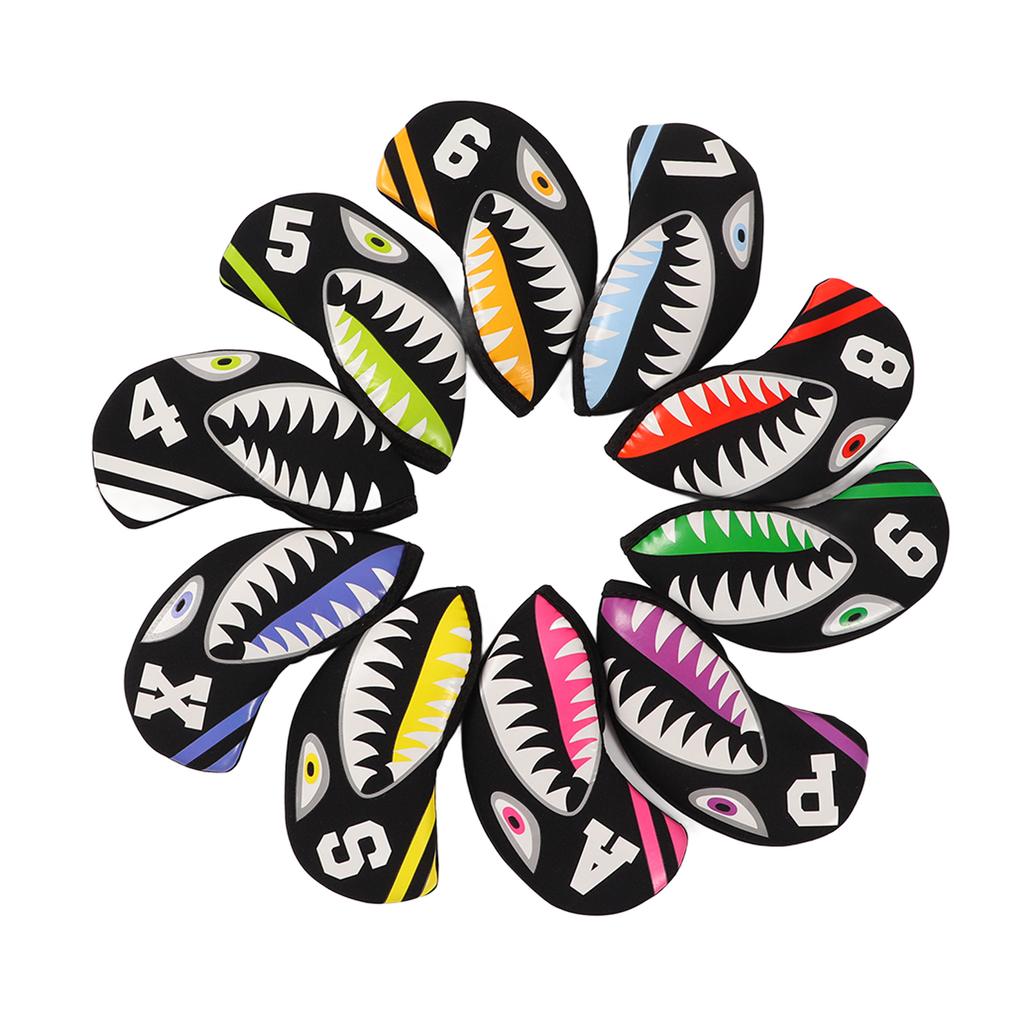 Набор из 10 шт. Неопреновых чехлов для головы гольф-айрона с маркерами номеров, мультяшной формы, чехол для защиты головы клюшки для гольфаSelachimorpha