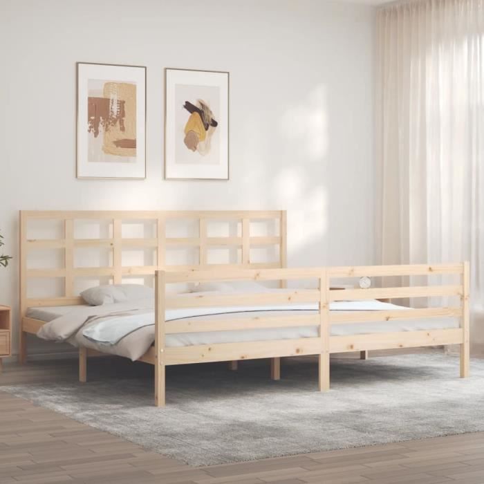 VidaXL Bed Frame with Headboard 200x200 Cm Solid Wood 3194006