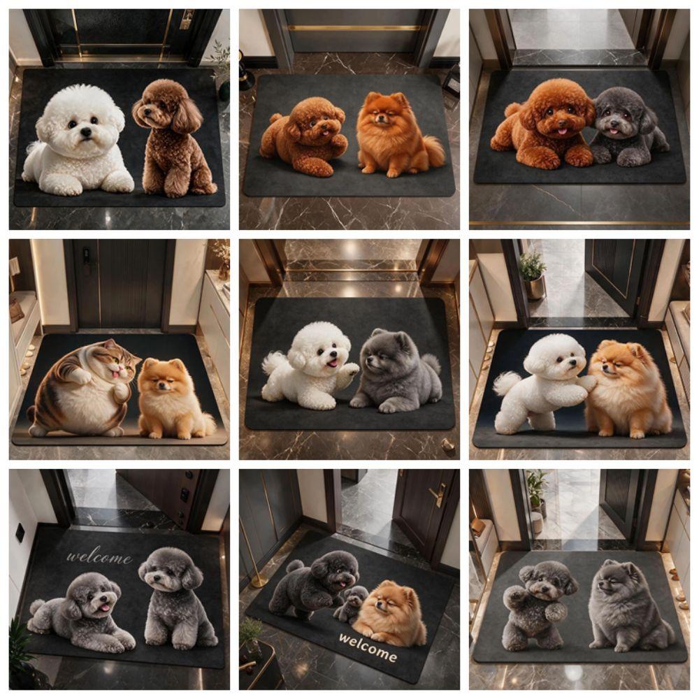 Non-Slip Dog Area Rug 2D Cartoon Carpet Soft Home Decor Carpet Living Rooms