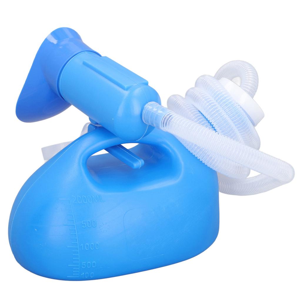 Male Urine Bottle 2000ml Ergonomic Large Opening Strong Plastic Large Pee Bottle with Long Hose for