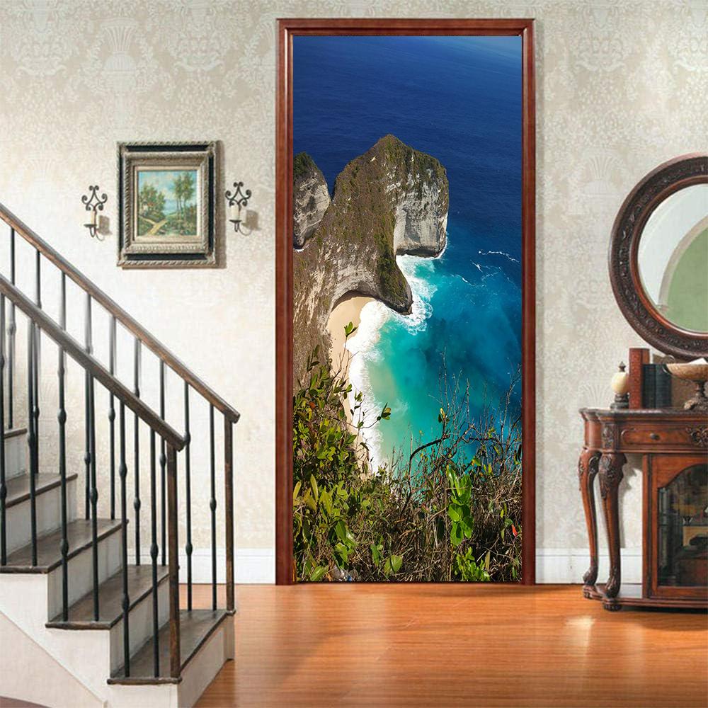 Landscape Door Stickers 3D Removable Vinilos Para Puertas Adhesive Wallpaper Art Murals for Doors Bibliotheque Modern Home Decor