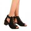 Womens/Ladies Reydah Criss-Cross Faux Suede Block Heel Sandals