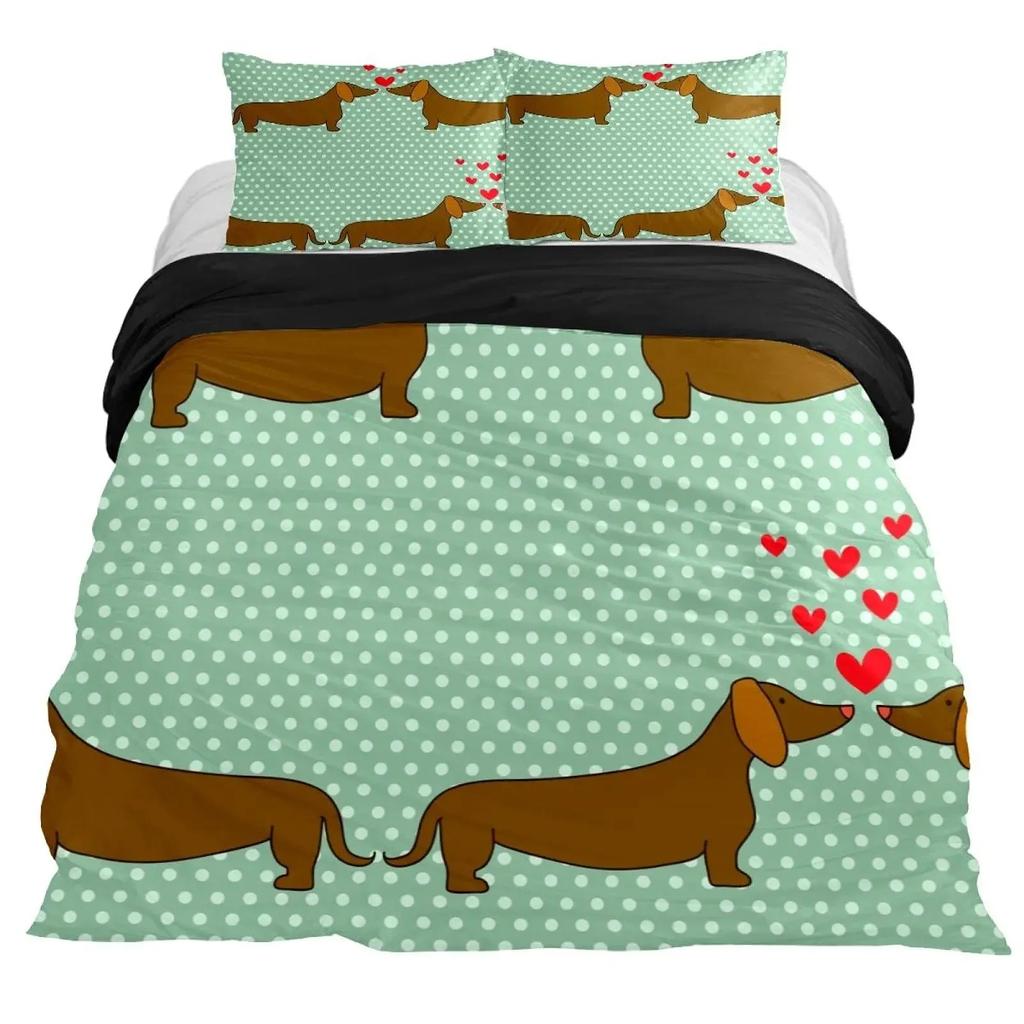 Комплект постельного белья с изображением таксы в мультяшном стиле, комплект постельного белья размера «king size» для любителей собак, мальчиков и подростков, 2/3 шт., двуспальное одеяло