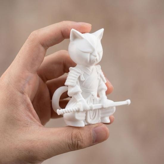 Статуэтка Воинственный Кот 3D-печатная Скульптура Кота-Самурая Причудливое Настольное Животное Украшение для Гостиной Стола Полки Подарок для Любителей Кошек Коллекционеров