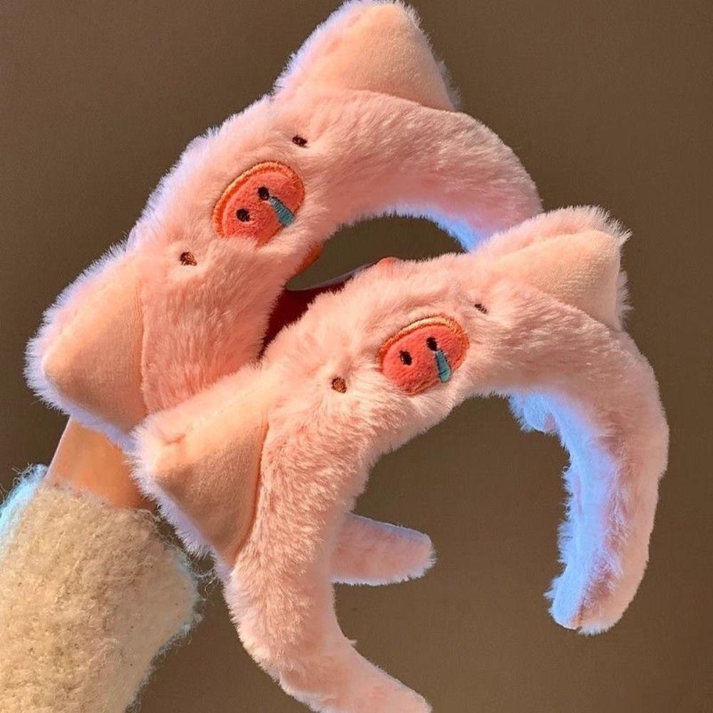 Милая розовая повязка на голову с поросенком, повязка для волос, обруч для волос, мультяшный головной убор для вечеринки, аксессуары для волос, для умывания, макияжа