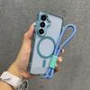 Wrist Strap Lanyard for Magsafe Case for Samsung S25 Ultra S24 FE S25 Plus S23 FE S24 Ultra Transparent Magnetic Acrylic Cover