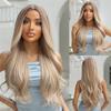 Ombre Blonde Platinum Синтетические парики Длинные вьющиеся волны Парик из натуральных волос для женщин Афро-косплей парик Термостойкие парики с челкой