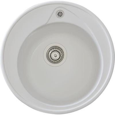 Встраиваемая мойка RONDA из SMC WHITE PLAIN - 17, 1 чаша, габариты. Ø 49 см, опорожнение вручную