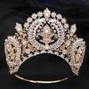 Baroque Round High Diadem Bridal Crown Pageant Miss Tiaras Headdress Bride Wedding Dress Hair Jewelry Accessories