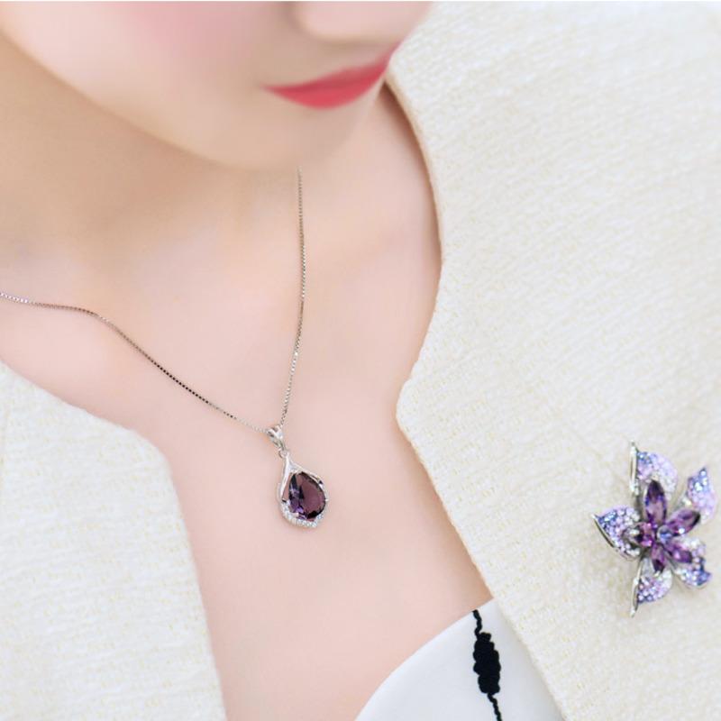BELLA BOX Женское ожерелье нового дизайна, фиолетовое цирконие, уникальные аксессуары для вечеринки, необычный подарок для девушки, эффектные ювелирные изделия