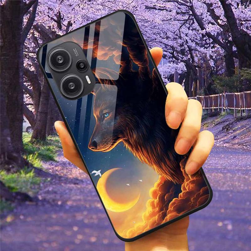 Для Xiaomi Poco F5 5G / F5Pro Чехол Закаленное Стекло Озеро Луна Жесткая Защитная Крышка для POCO F5 Pro Capas Funda на PocoF5 Роскошный Coque