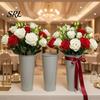 Waterproof Iron Storage Barrel 15.8 Inch Metal Flower Buckets, Rustic Vases, Floral Containers, Hydroponic Bucket Plant Display Holder for Home Decor