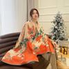 New Magnolia Floral Jacquard Thickened Scarf Women's Autumn and Winter Versatile Imitation Cashmere Shawl Windproof Warm Scarf