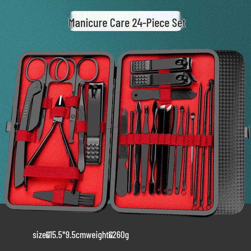 Набор из 24 предметов для маникюра и педикюра из нержавеющей стали Spot Black