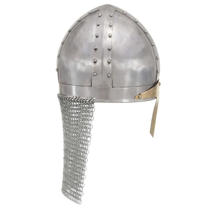 VidaXL Antique Crusader Knight Helmet for LARP Silver Steel
