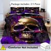 Фиолетовая Роза Золотой Череп Узор 3D Принт Пододеяльник Хэллоуин Готический Стиль Комплект Постельного Белья с Наволочкой Полиэстер Чехол для Одеяла