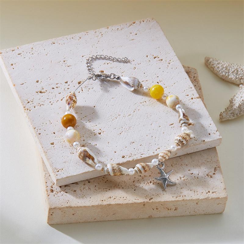 Beach Ocean Shell Jewelry Fashionable and Versatile Summer Conch Beaded Pendant Bracelet