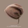 Autumn and winter pile hats autumn and winter hats women's curled edges show their faces Baotou versatile warm hat big head knitted drawstring