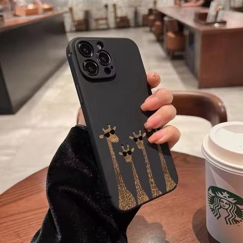 Чехол для телефона с узором жирафа для iPhone 17 Pro Max 16 Pro 15 14 13 Mini 12 11 Pro Max 16E 17Air ударопрочный Мягкий чехол