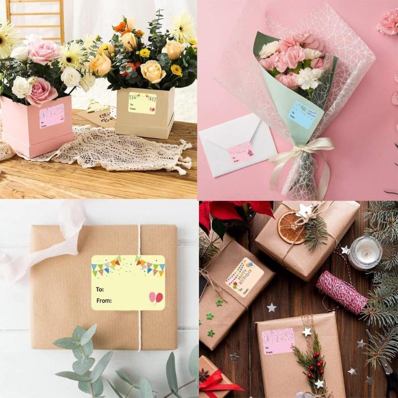 300Pcs Birthday Name Sticker 50x38mm Adhesive Wrapping Label for Packaging Seal Envelope Card Holiday Present Case