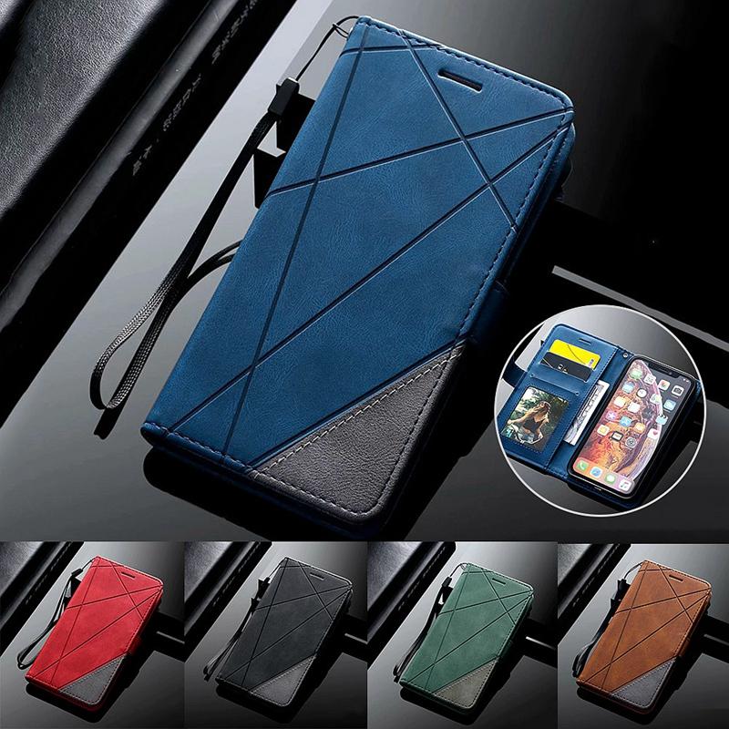 Чехол-кошелек из искусственной кожи с геометрическим дизайном и геометрическим дизайном для iPhone Samsung Huawei Xiaomi OPPO VIVO Motorola с подставкой и откидной крышкой