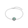 22cm Round Green Moonstone Bracelet Custom Charm 925 Sterling Silver Bracelets