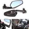 New 1 Pair 7/8 Inch 22mm Universal Motorcycle Aluminum Rear View Black Grip Bar End Side Mirrors