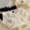 Кружевное нижнее белье из ледяного шелка, трусики для девочек, женщин, ластовица из чистого хлопка, бантик, женские трусы