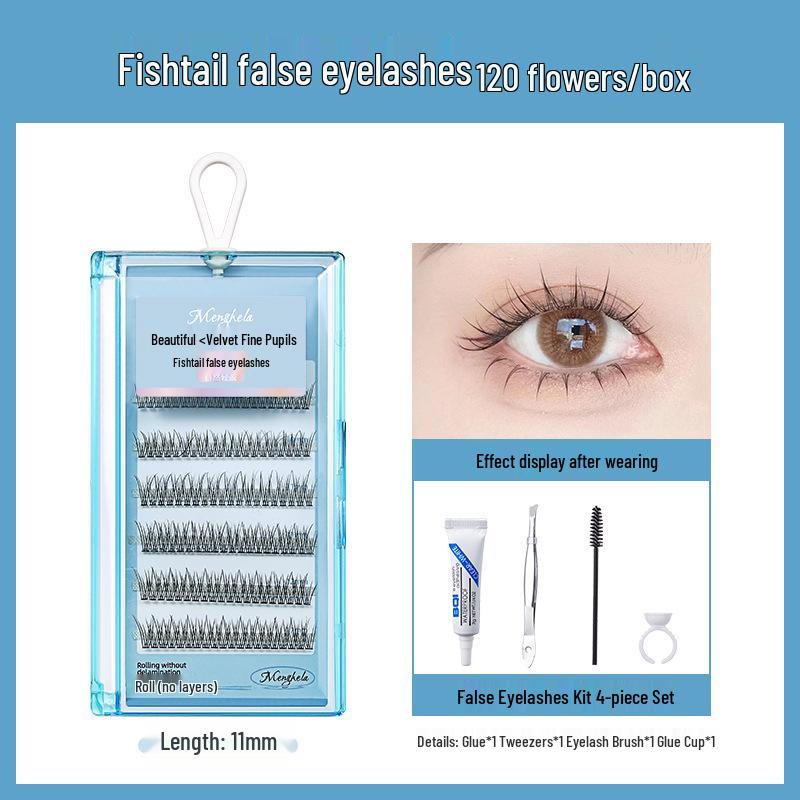 Накладные ресницы Menghela Big Eye Natural Curled - Тонкая ножка, отдельные пучки для удлинения