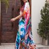 YYFS Женская мода отпуск лето весна абстрактный узор принт рукава 1/2 с v-образным вырезом повседневные платья
