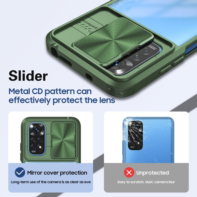 Чехол с выдвижными линзами для Xiaomi Redmi Note 11 11s 10 10s 9 9A 9T Poco X3 NFC M3 Pro, противоударный прозрачный акриловый чехол