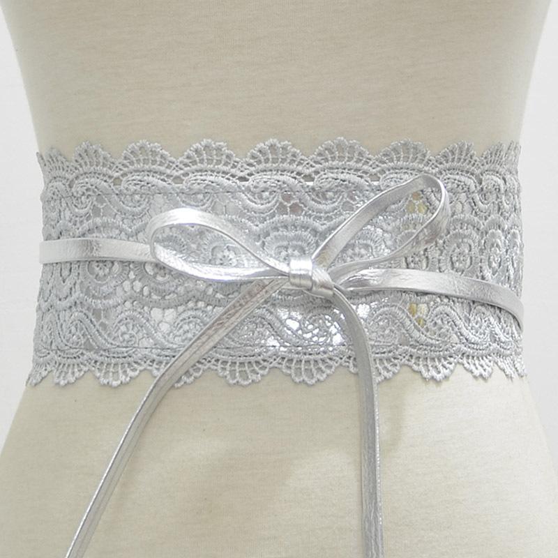 Mary European and American Ladies Multi-Color Optional Wide Waist Seal Lace Decoration Wide Belt Women's Leather