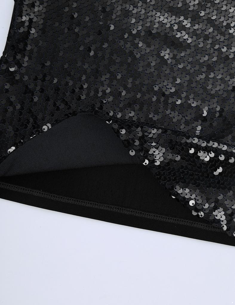 Детские регулируемые бретельки-спагетти для девочек, блестящая майка с блестками для сценических танцев