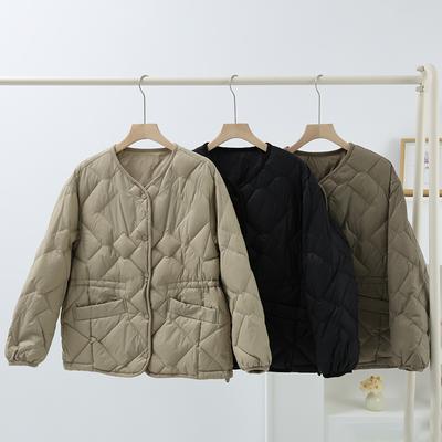 90 White Duck Down Light Down Jacket Women's Short 2024 Winter Rhombus Small Fashion Universal Warm Light Jacket