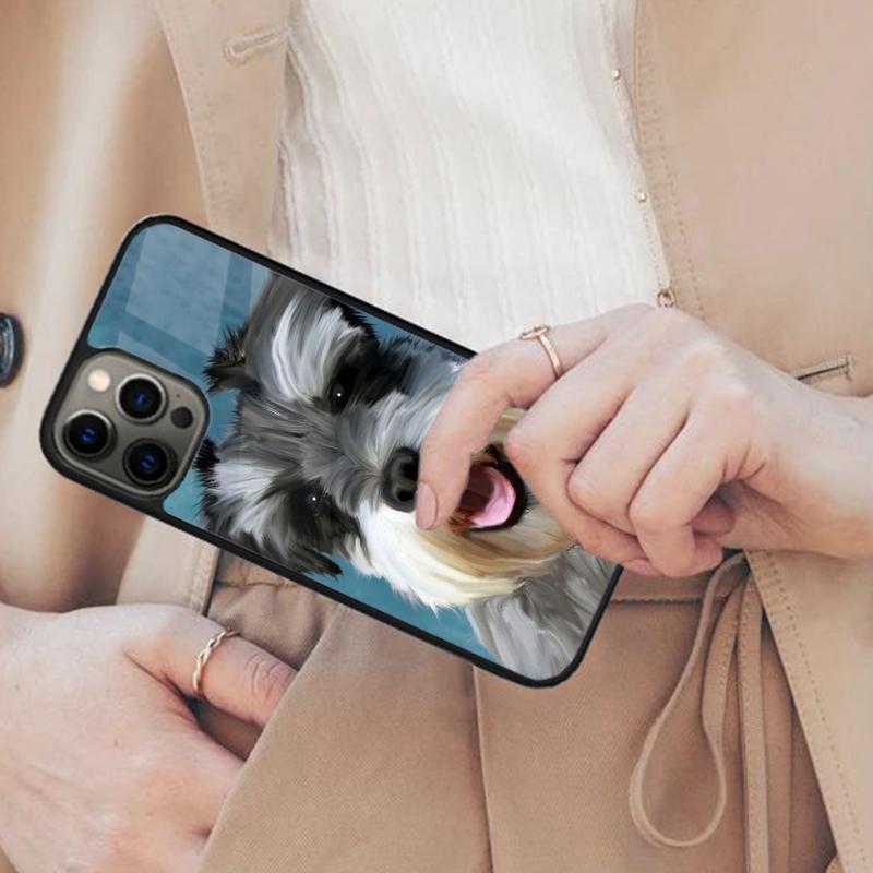 Миниатюрный шнауцер собака искусство Магнитный чехол для телефона ДЛЯ APPLE iPhone 17 Air 16 14 13 12 Pro Max 15 Plus Зарядка с MagSafe Чехол