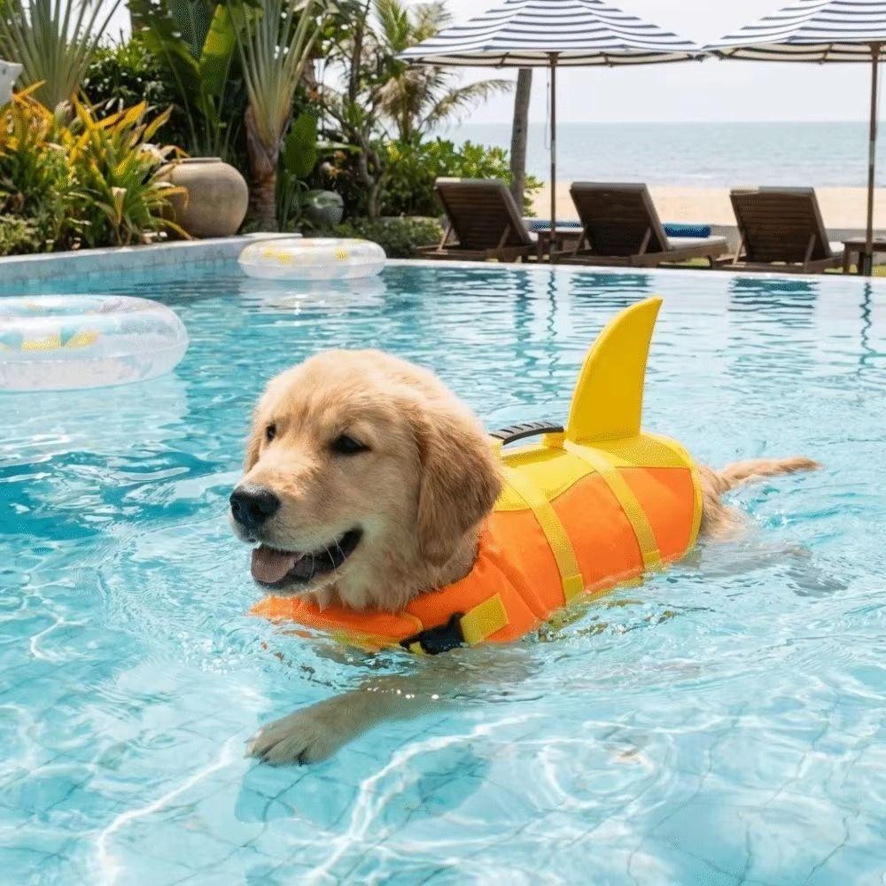 Waterproof Dog Swimming Vest Shark Shape Dog Buoyancy Vest Dog Life Jacket  Outdoor Water