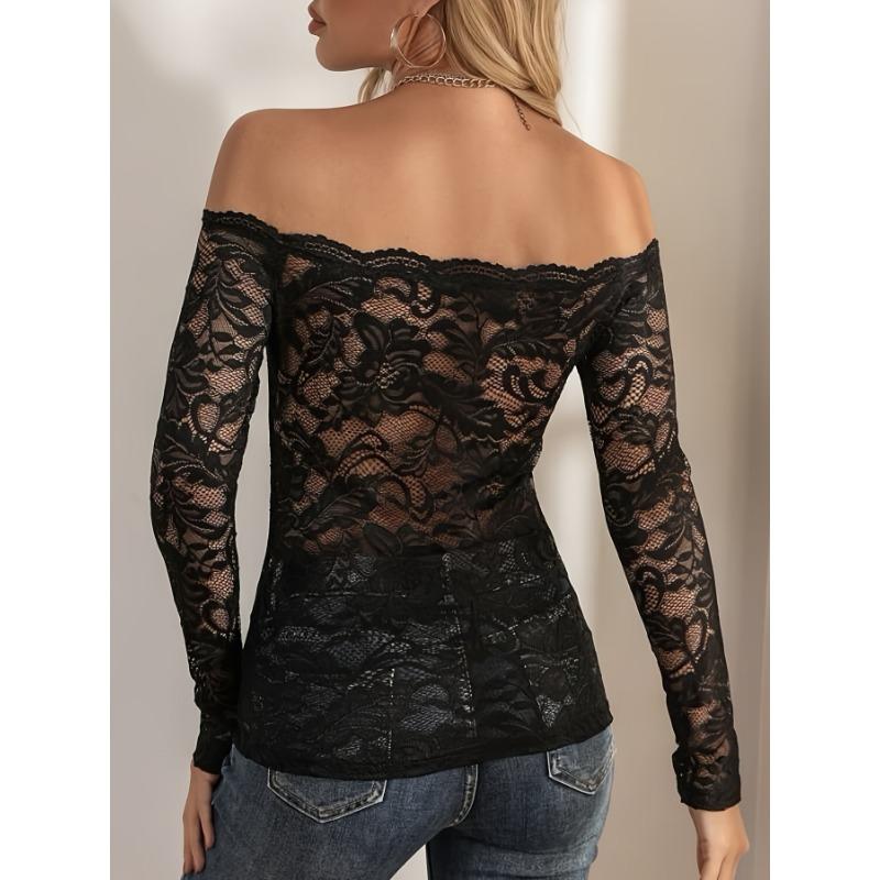 Pure Desire Spice One Line Neck Lace Top Женская новая сексуальная облегающая футболка с V-образным вырезом и элегантным открытыми плечами с длинным рукавом